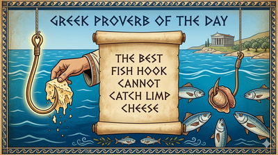 Greek proverb of the day: 'The best fish hook cannot catch...' - thought-provoking life lessons on choosing the right approach, compatibility, preparation, decision-making, timing and why even the best resources can fail