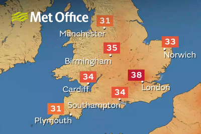 UK heatwave mapped: Where is going to be hottest this week as temperatures could hit 40C