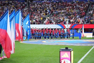 Giant Czech flag swallows World Cup staff member after national anthems
