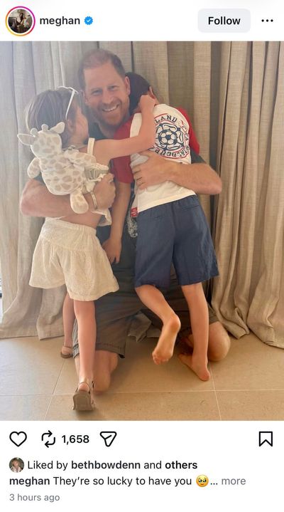 Meghan Markle marks Father's Day with touching photo of Prince Harry and their children