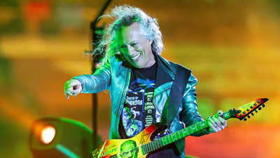 "Slip & Destroy." Metallica's Kirk Hammett sees the funny side after falling offstage during Dublin show