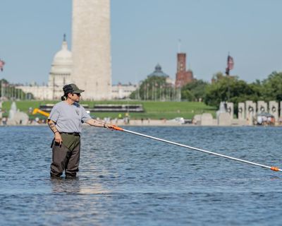 Five people reportedly arrested after Trump claims Washington reflecting pool was ‘vandalized’ – US politics live