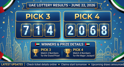 UAE Lottery Results June 22 (26-06-22): Check Pick 3 and Pick 4 winning numbers, winners, prize details and latest updates