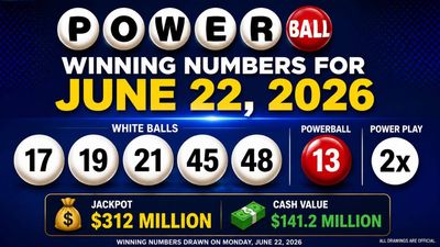 Powerball winning numbers announced for Monday, June 22, 2026: Who won the $312 million jackpot and how can you check your ticket
