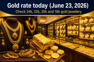 Gold rate today (June 23, 2026): Check 24k, 22k, 20k and 18k gold jewellery prices from Joyalukkas, Malabar Gold & Diamonds, Tanishq & IBJA in Delhi, Mumbai, Hyderabad,other cities