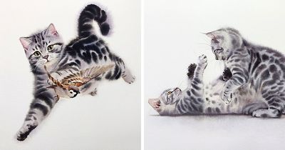 This Artist Creates Stunning Watercolor Paintings Of Cats, And Here Are 45 Of His Best Works