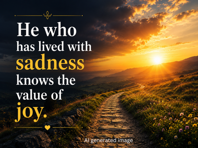 Best Proverb of the Day: “He who has lived with sadness knows the value of…” -why pain makes happiness more meaningful