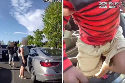 Moment toddler is found in hot car on sweltering day as bystanders rush to help