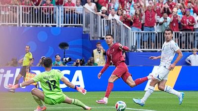 Cristiano Ronaldo scores at his sixth World Cup