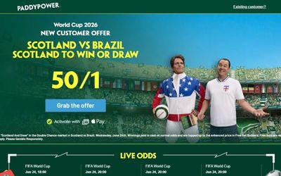 Paddy Power World Cup offer: 50/1 for Scotland to win or draw against Brazil