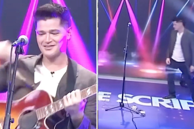 The Script star asks ‘are we live?’ as he’s caught in awkward live TV moment