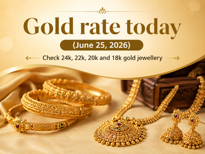 Gold rate today (June 25, 2026): Check 24k, 22k, 20k and 18k gold jewellery prices from Joyalukkas, Malabar Gold & Diamonds, Tanishq & IBJA in Delhi, Mumbai, Hyderabad, other cities