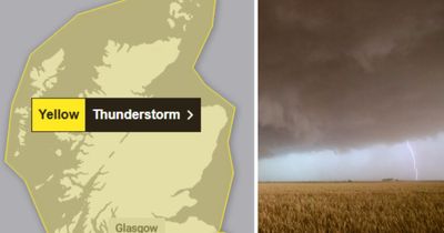 Yellow thunderstorm warning in place across majority of Scotland