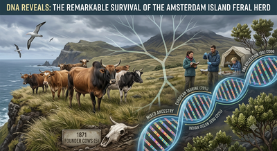 Five cows abandoned on a remote island for 130 years survived against the odds, and their DNA revealed why