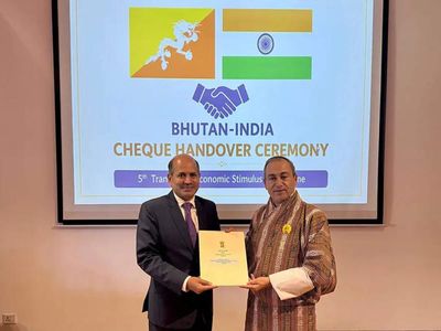 India hands over Rs 2.5 billion cheque to Bhutan as 5th tranche towards Economic Stimulus Programme