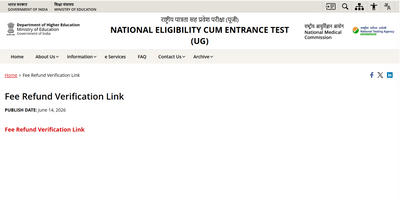 NTA UG 2026 NEET refund: Check how to apply for refund, direct link, last date to submit details and more
