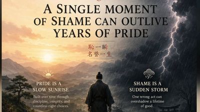 Japanese proverb of the day: 'A single moment of shame can outlive years of pride'- a reminder that reputation is the only legacy that truly endures