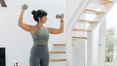 Only got light dumbbells? That’s all you need for this barre workout, which will help you build muscle tone in your arms