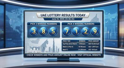 UAE Lottery Results Today, June 26 (26-06-26) announced: Pick 3 and Pick 4 winning numbers out, check winners and prize amount