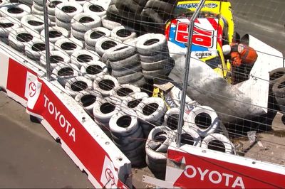 Austin Green smashes through Sonoma barrier after scary brake failure