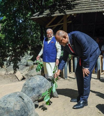 PM Modi visits tortoise enclosure, joins Seychelles president in tree plantation ceremony
