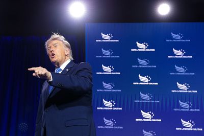 Trump calls Dems "godless communists"