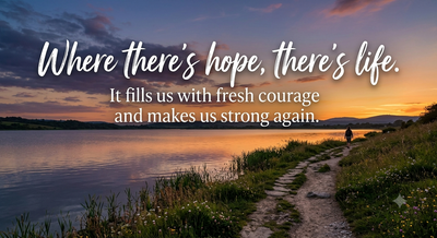 Sunday Quote of the Day by Anne Frank from The Diary of a Young Girl: "Where there's hope, there's life. It fills us with fresh courage and makes us strong again"