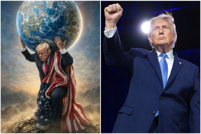 Trump posts boastful Atlas-inspired Truth Social image of himself carrying the world on his shoulders