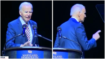Watch: Joe Biden struggles to find stage exit after speech targeting Donald Trump