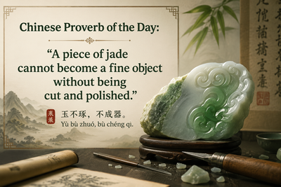 Chinese Proverb of the Day: "A piece of jade cannot become a fine object without being cut and polished." A timeless life lesson from ancient Chinese wisdom on turning struggle into strength