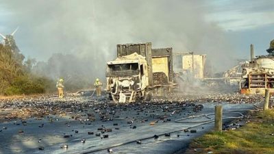 Miracle escape for six drivers in multiple truck crash