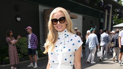 Katherine Jenkins updates classic Wimbledon whites in this elegant skirt and blouse combination that's ideal for summer occasions