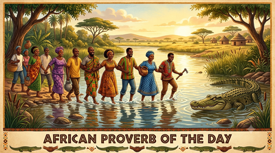 African proverb of the day: 'Cross the river in a crowd and the crocodile won't...' - this inspiring African saying reveals the secret to overcoming life’s biggest challenges