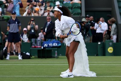 Naomi Osaka serves major style ace at Wimbledon in long ruffled skirt on day three