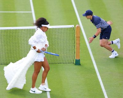 Naomi Osaka tones down the jellyfish, but Wimbledon entrances help soothe nerves
