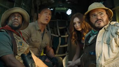 Karen Gillan Brought Her Baby To Jumanji, And (Of Course) The Rock, Jack Black And Kevin Hart Were Huge Suckers