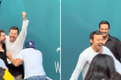Harry Styles in wild celebrations over England goal ahead of Wembley show