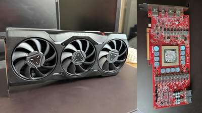 Possible AMD RX 7900 XTX engineering sample with red PCB surfaces — prototype came with no backplate & custom VBIOS but matches RX 7900 GRE specs