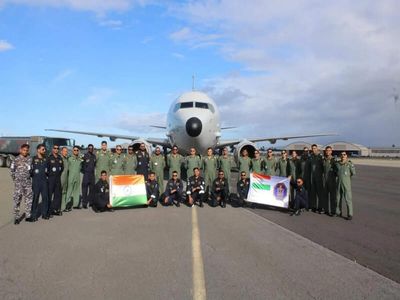 Indian Navy's P-8I aircraft arrives at Joint Base Pearl Harbor-Hickam in Hawaii for RIMPAC 2026