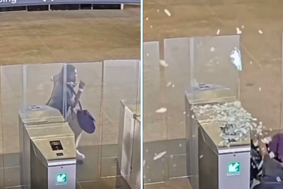 Woman smashes through train station glass barrier to avoid paying $2.50 fare