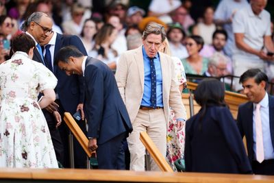 Rob Brydon, Joseph Fiennes and Rishi Sunak in the crowds for Wimbledon day five