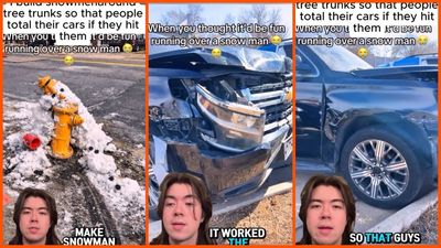 ‘Finally understand chaotic good’: After a driver destroyed his brother’s snowman, TikToker takes revenge. Now, he tries to total more cars every year