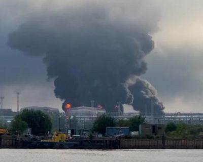 Ukrainian drones hit St Petersburg oil terminal and nearby port