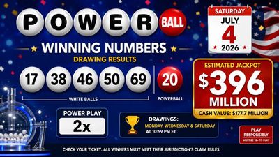 Powerball winning numbers for Saturday, July 4, 2026: Winning numbers, Powerball, Power Play and $396 million jackpot