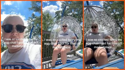 ‘The problem was never me’: Woman is excited to try her Facebook marketplace egg chair, but when she fell, the problem wasn’t that it was free