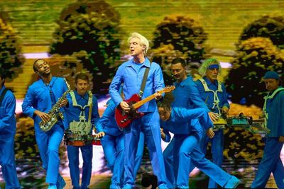 Roskilde 2026 review – David Byrne bridges the past-present divide with a timeless set, while Damon Albarn riles up other bands on the lineup
