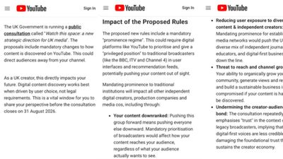 YouTube alerts UK creators over govt's proposed algorithm changes; Nigel Farage calls it 'state censorship'