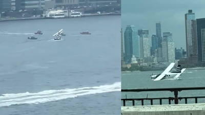 Seaplane carrying 8 crashes into New York's East River, all rescued - video