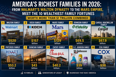 America's richest families in 2026: From Walmart's Walton dynasty to the Mars empire, meet the 10 wealthiest family fortunes worth more than $1 trillion combined