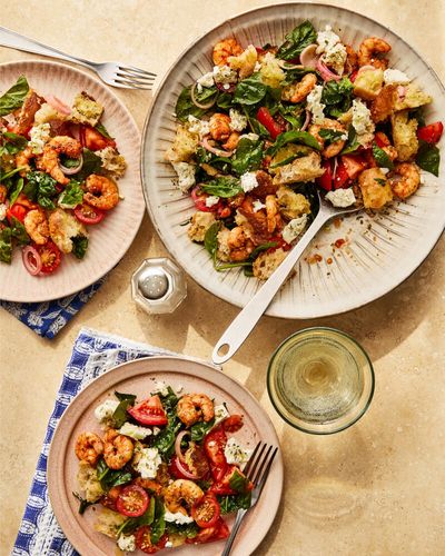 Georgina Hayden’s quick and easy recipe for prawn and feta saganaki salad